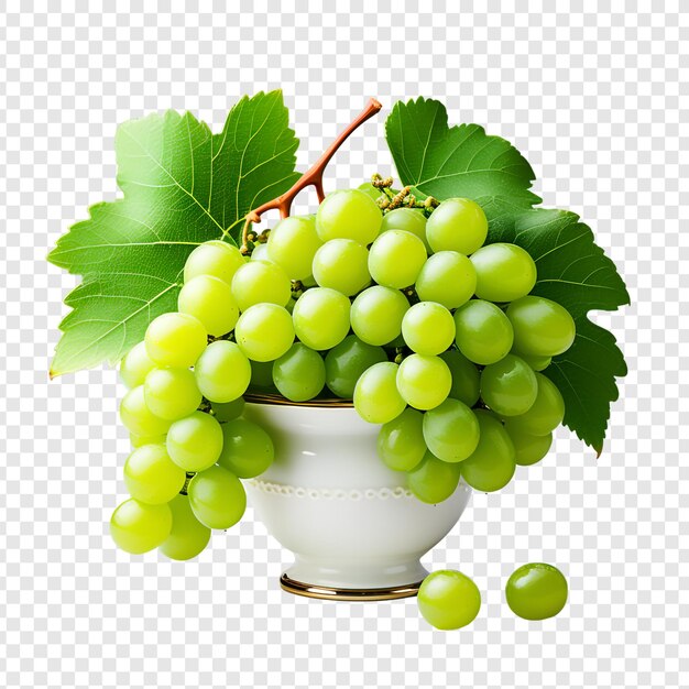 Uvas de vinho verdes frescas png isoladas em fundo transparente psd premium