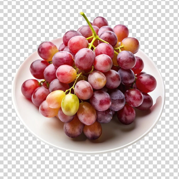 PSD uvas en placa blanca aisladas sobre un fondo transparente