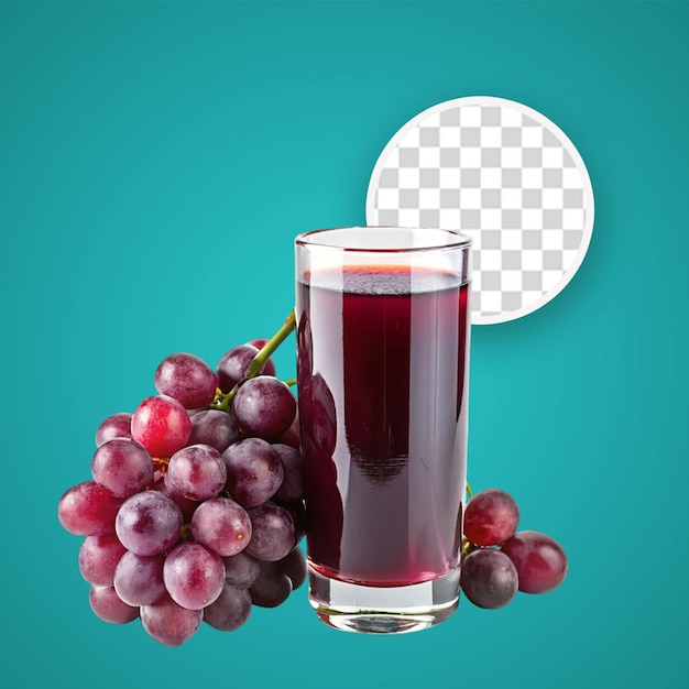 Uvas púrpuras y un vaso de vino con un poco de líquido