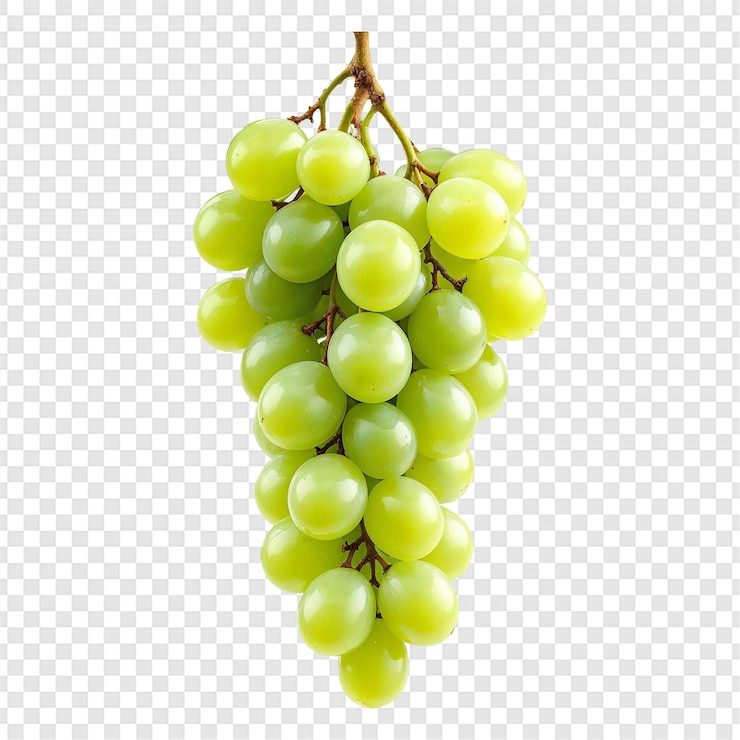 PSD uvas verdes dulces aisladas sobre un fondo transparente