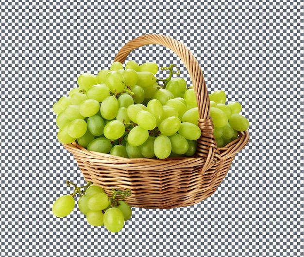 Uvas verdes naturales y frescas aisladas sobre un fondo transparente