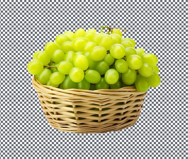 Uvas verdes naturales y frescas aisladas sobre fondo transparente