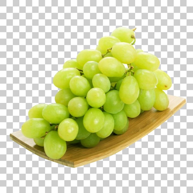 Uvas verdes en una tabla de madera