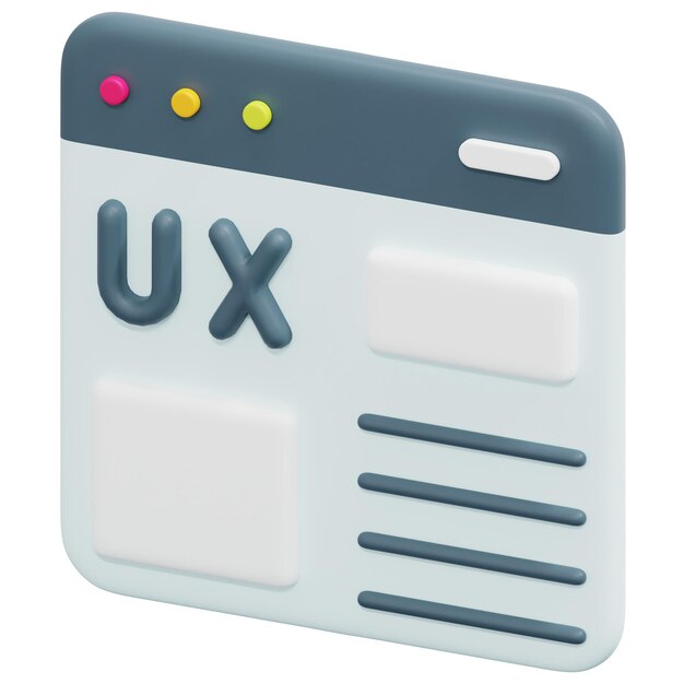 Ux 3d render icono ilustración