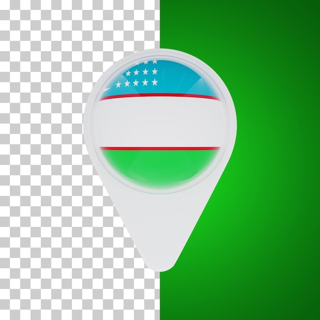 Uzbekistán bandera pin mapa ubicación ilustración 3d