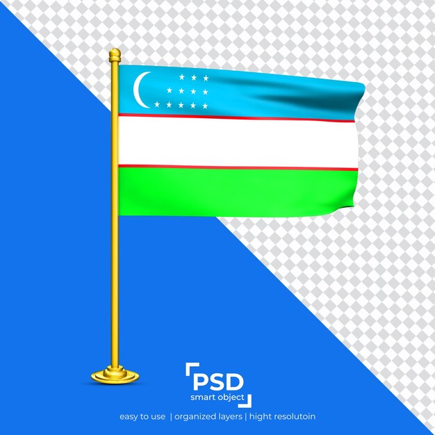 PSD uzbekistán ondeando bandera conjunto aislado sobre fondo transparente