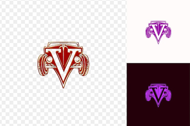PSD v con estilo de diseño de logotipo retro con letra v en forma de v identidad de marca concepto idea arte