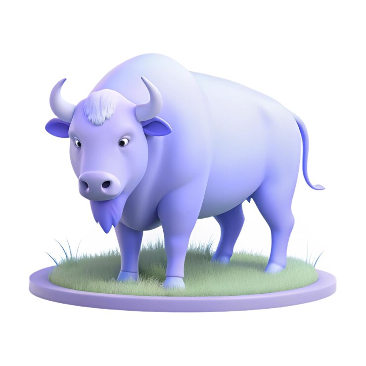 PSD una vaca azul con una cola púrpura y un cuerpo azul y blanco