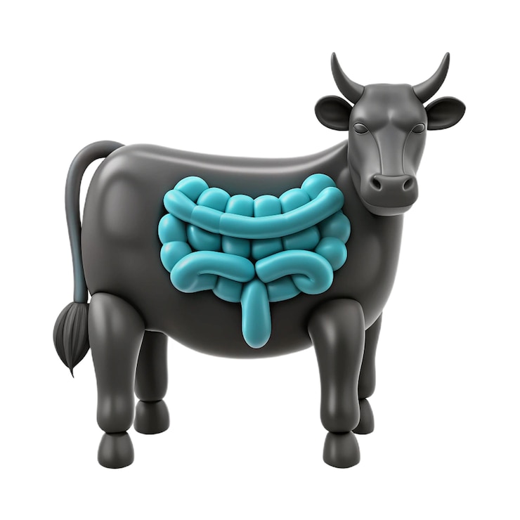 PSD una vaca con un cinturón azul en él que dice "leche"