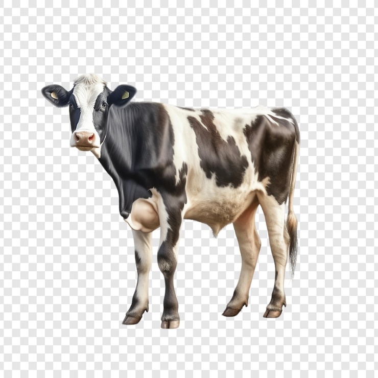 PSD una vaca con una etiqueta que dice vaca en ella