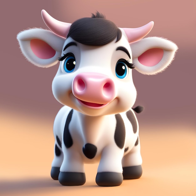 PSD vaca feliz e bonita vaca de desenho animado vitelho bonito