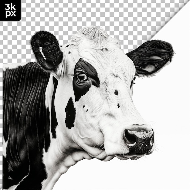 PSD la vaca frisona aislada en un fondo transparente