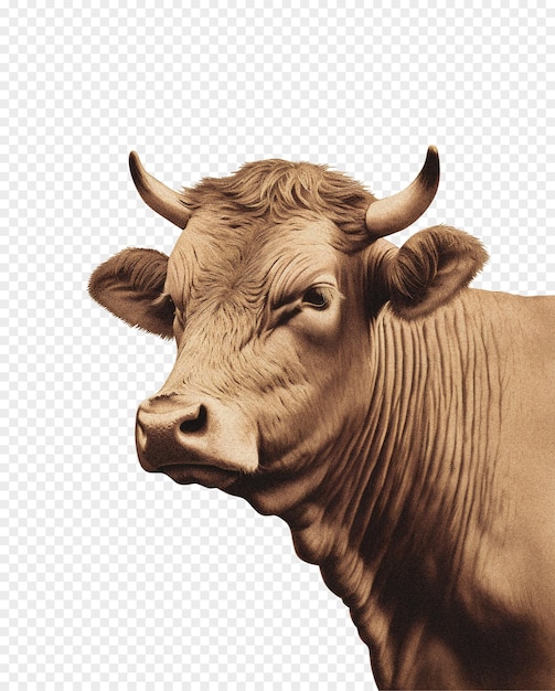 PSD vaca marrón aislada en un fondo transparente ilustración antigua