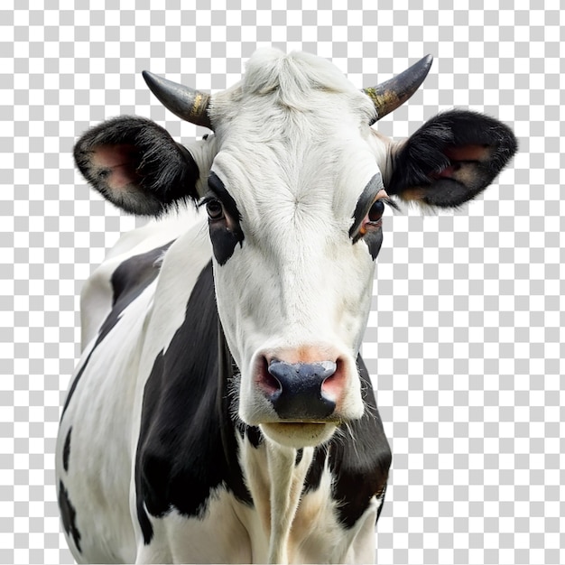 PSD una vaca mirando a la cámara en un fondo transparente