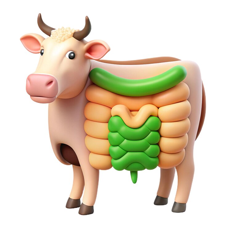 PSD una vaca con un patrón verde y amarillo en su cara