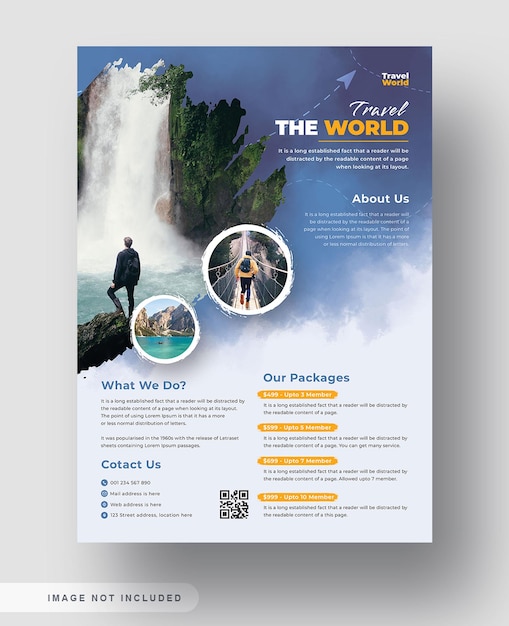 Vacaciones explorar el mundo o agencia de viajes o plantilla de volante de negocios