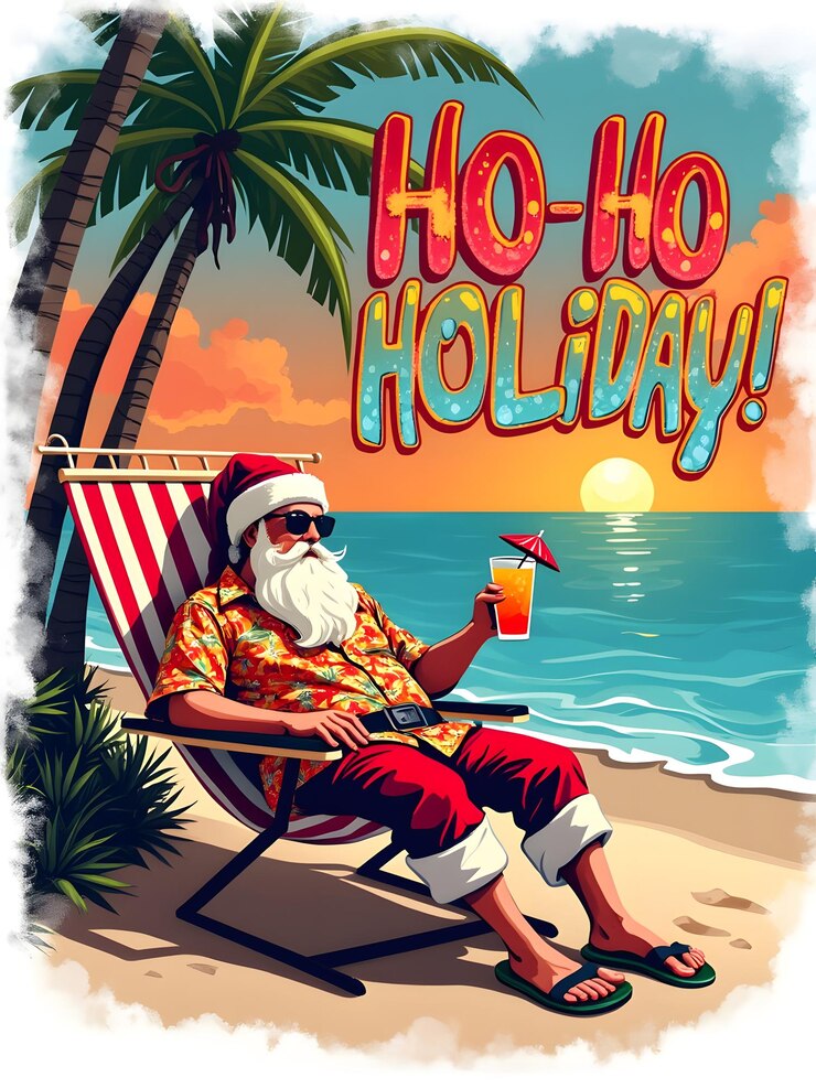 PSD vacaciones en la playa de santa claus una visión única de la alegría navideña
