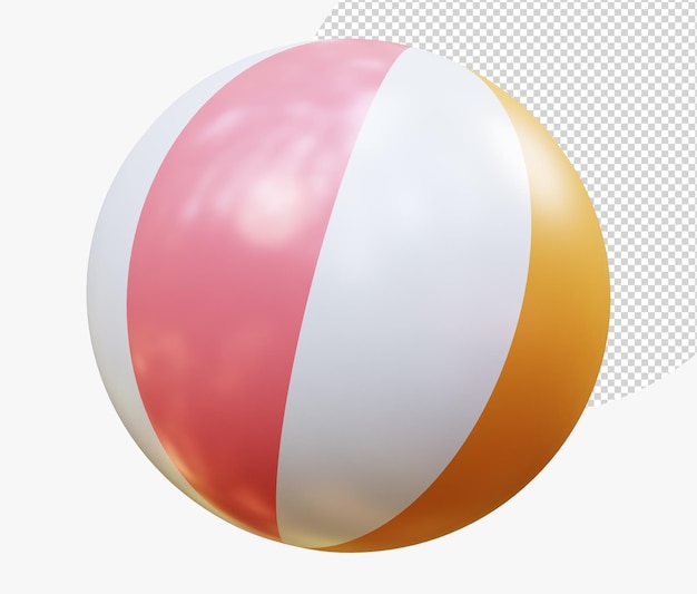 Vacaciones de verano y concepto de viaje Juguete de pelota de playa colorido inflable Representación 3d