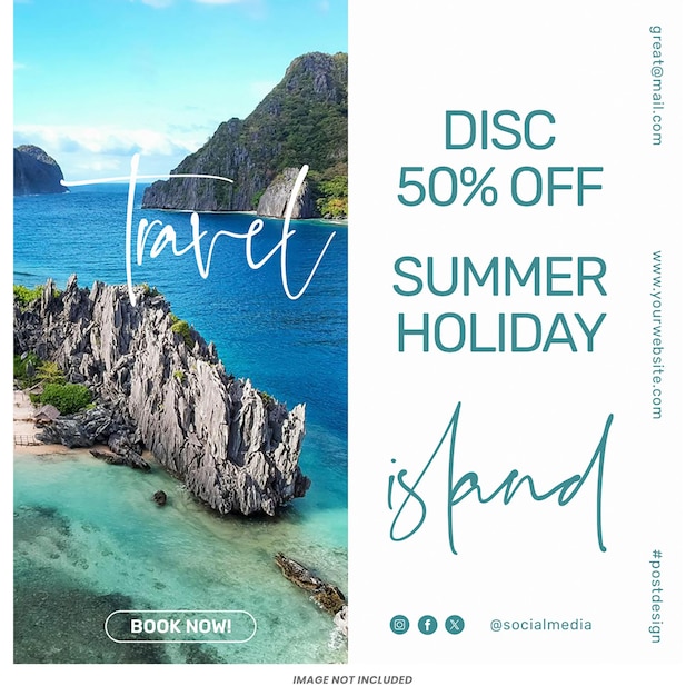 PSD las vacaciones de verano plantilla de post de instagram diseño psd