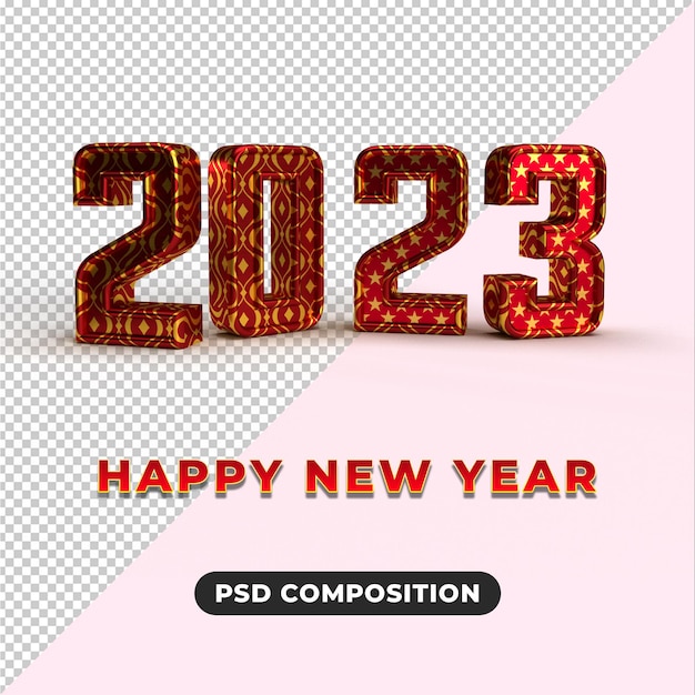 Vacances De Décoration Dorée 2023 Sur Fond Transparent. | PSD Premium