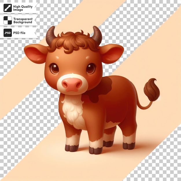 PSD vache psd avec des cornes sur un fond transparent