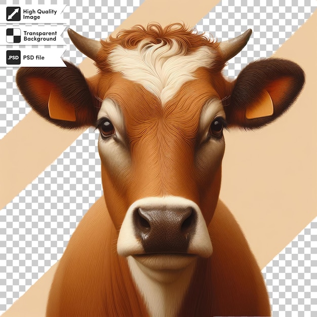 PSD vache psd avec des cornes sur un fond transparent