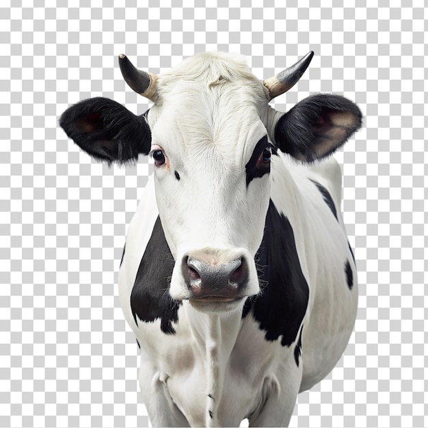 PSD une vache regardant la caméra sur un fond transparent