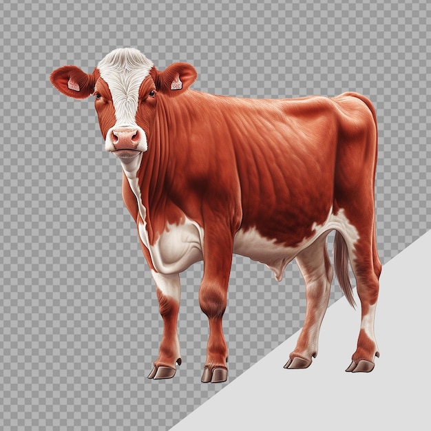 PSD vache rouge isolée sur un fond transparent