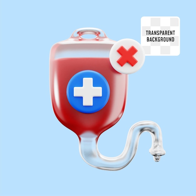 PSD vacío fuera de stock bolsa de transfusión de sangre hospital médico ilustración de icono 3d diseño de renderización