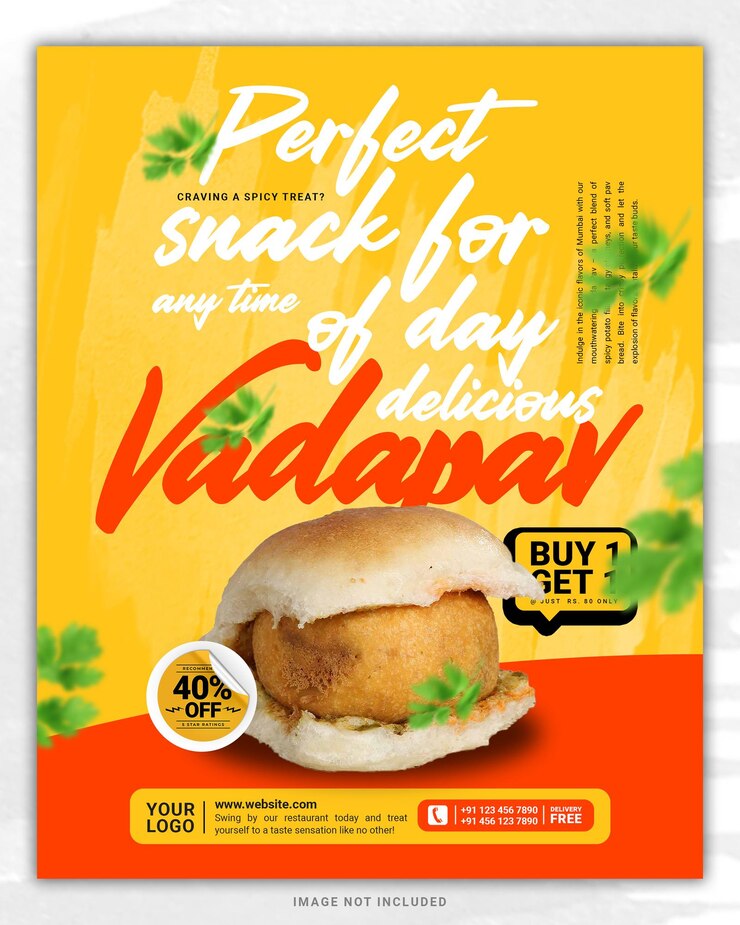 Vada Pav Restaurante Menú de comida Medios sociales Publica una plantilla de banner