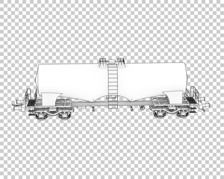 PSD vagón de combustible en la ilustración de renderizado 3d de fondo transparente