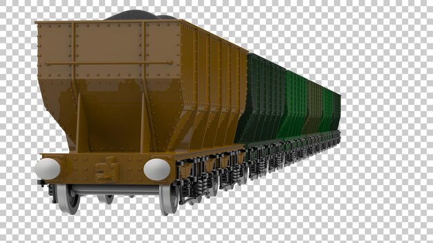 PSD vagón de tren aislado sobre fondo transparente ilustración de renderizado 3d