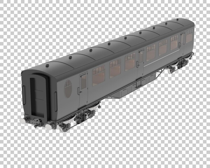 PSD vagón de tren en la ilustración de renderizado 3d de fondo transparente
