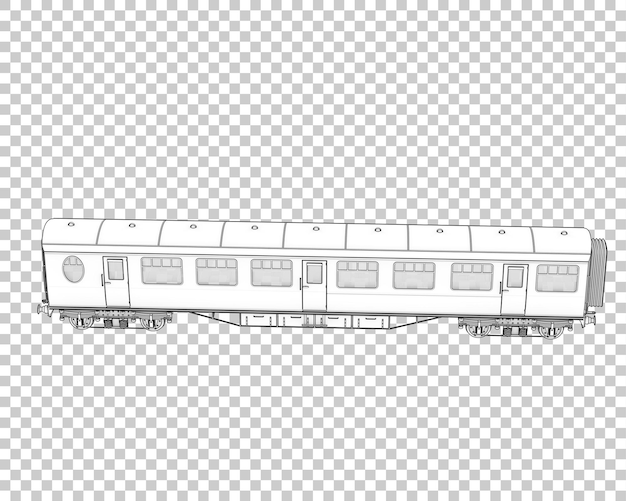 Vagón de tren en la ilustración de renderizado 3d de fondo transparente