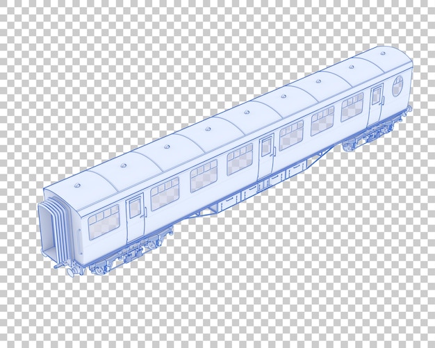 PSD vagón de tren en la ilustración de renderizado 3d de fondo transparente