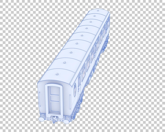 Vagón de tren en la ilustración de renderizado 3d de fondo transparente