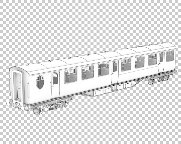 Vagone del treno su sfondo trasparente 3d rendering illustrazione