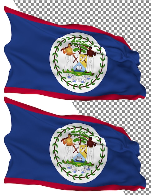 Vague de drapeau du Belize isolée texture de bosses simples fond transparent rendu 3D
