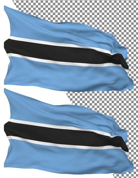 PSD vague de drapeau du botswana isolée texture de bosses simples fond transparent rendu 3d
