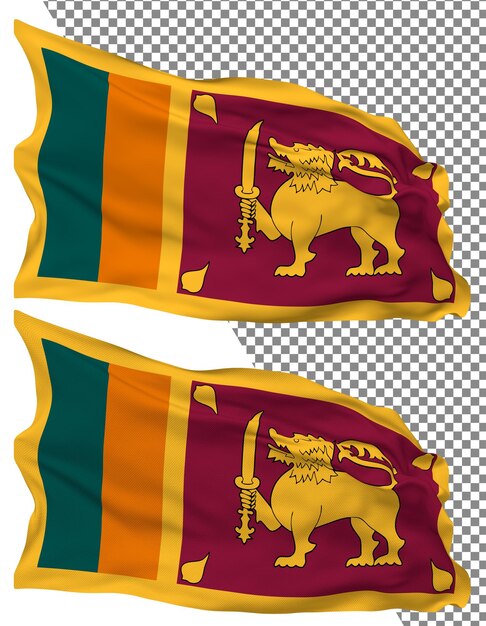 PSD vague de drapeau du sri lanka isolée texture de bosse de plaine fond transparent rendu 3d