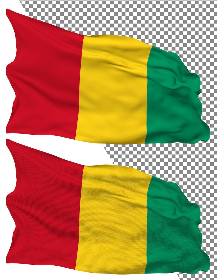PSD vague de drapeau de guinée isolée texture de bosses simples fond transparent rendu 3d
