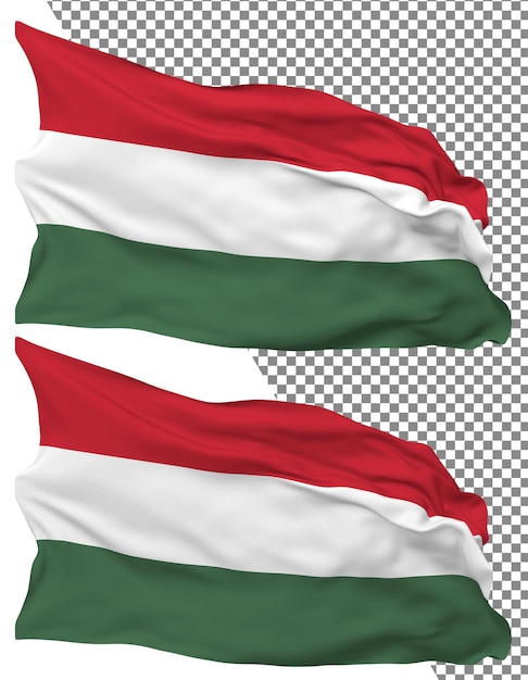 Vague de drapeau hongrois isolée texture de bosse simple fond transparent rendu 3D