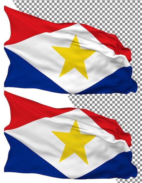 Vague De Drapeau De L'île De Saba Isolée Texture De Bosse De Plaine Fond Transparent Rendu 3d