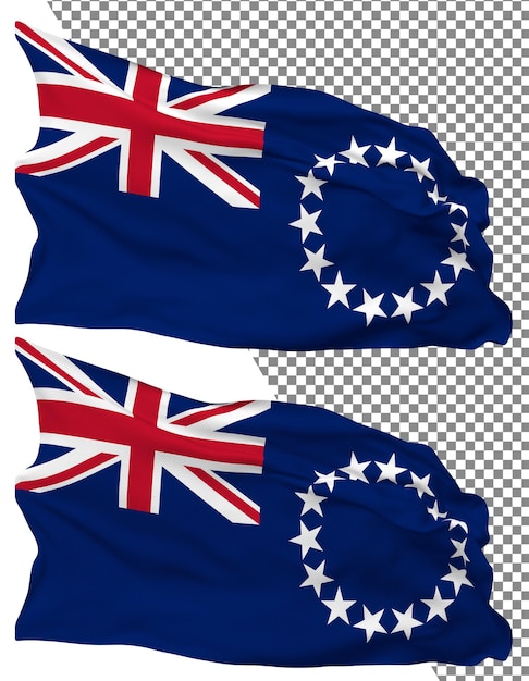 PSD vague de drapeau des îles cook isolée texture de bosses simples fond transparent rendu 3d