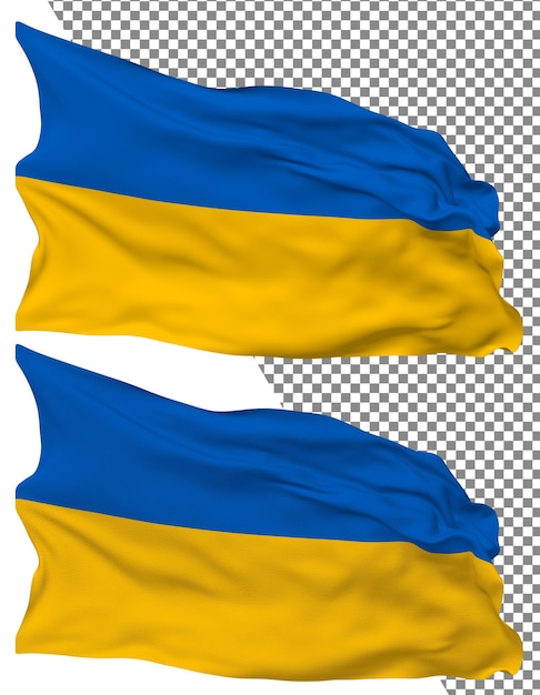 PSD vague de drapeau de l'ukraine isolée texture de bosse simple fond transparent rendu 3d