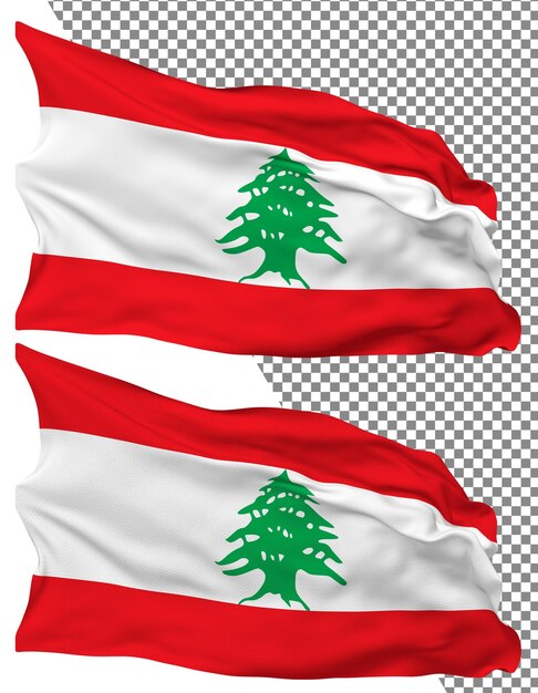 Vague du drapeau du Liban isolée texture de bosses simples fond transparent rendu 3D