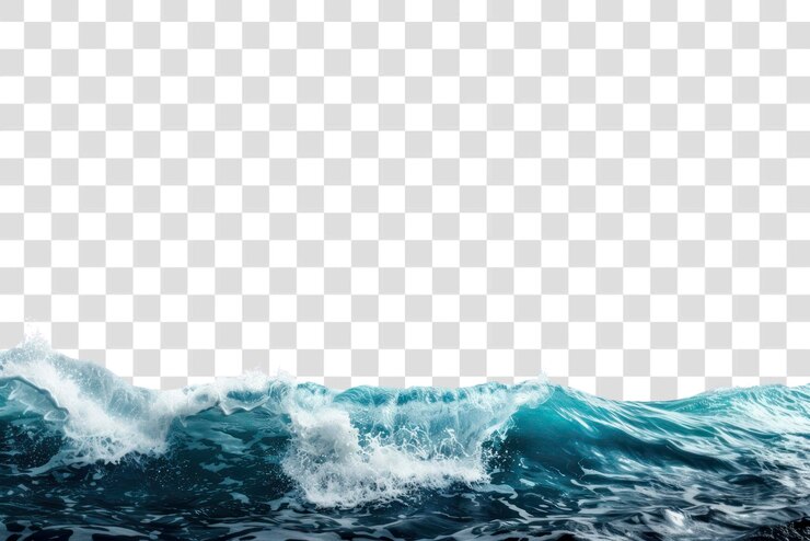 PSD des vagues s'écrasent sur un fond transparent