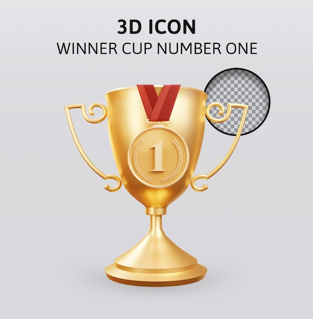 PSD vainqueur de la coupe numéro un rendu 3d illustration