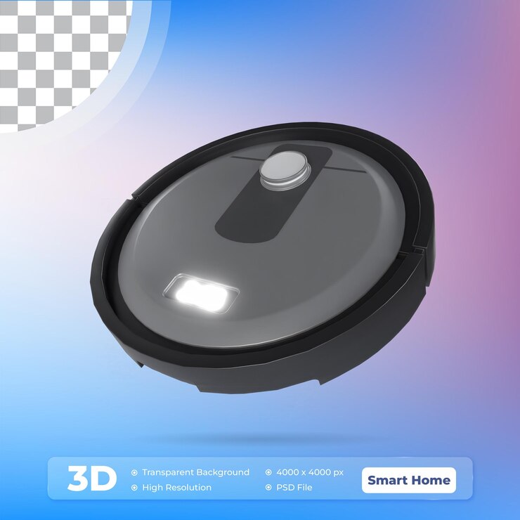 PSD vakuumroboter 3d-illustration icon smart home mit durchsichtigem hintergrund