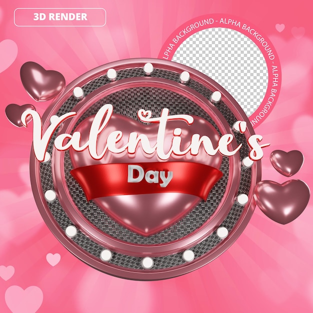 PSD valentin coeur et amour cercle rose 3d